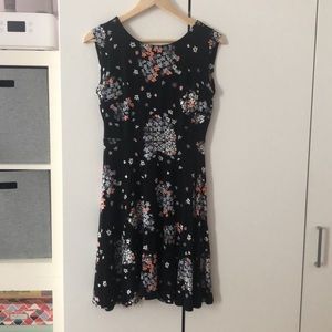 LOFT Black Floral Dress